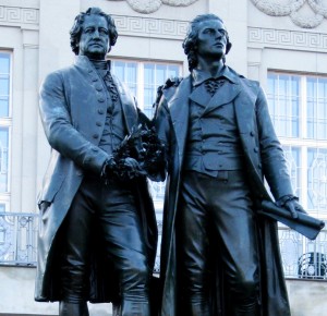 Statue of Goethe and Schiller in Weimar, Germany