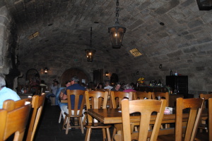 A German vintner's bush tavern in a wine cellar.