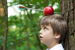 Reinactment of William Tell's apple shot. Photograph by Mike Mols, shutterstock