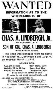 Wanted poster for the Lindbergh baby, public domain.