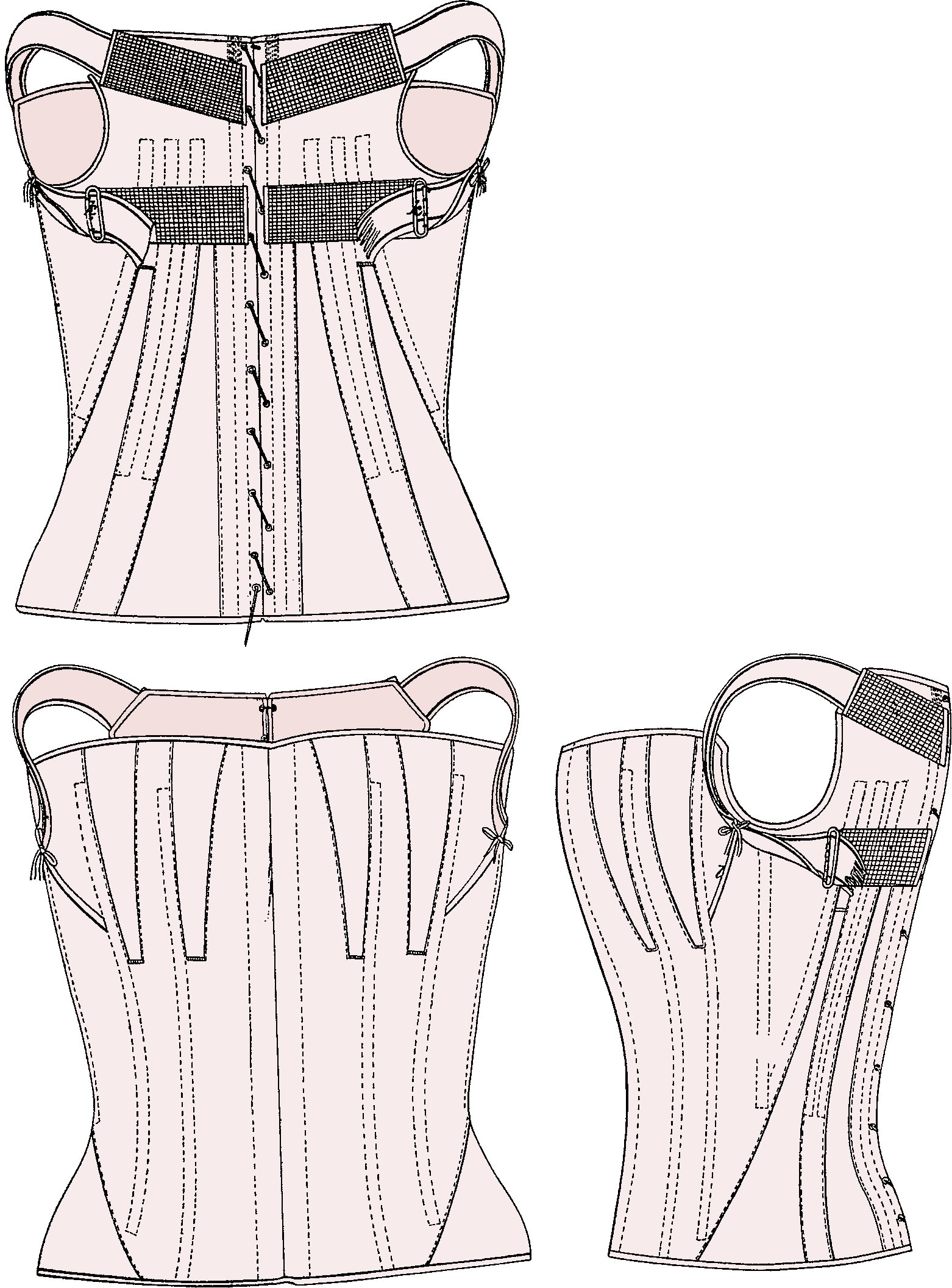 Pattern for a girl's corset in 1850. 