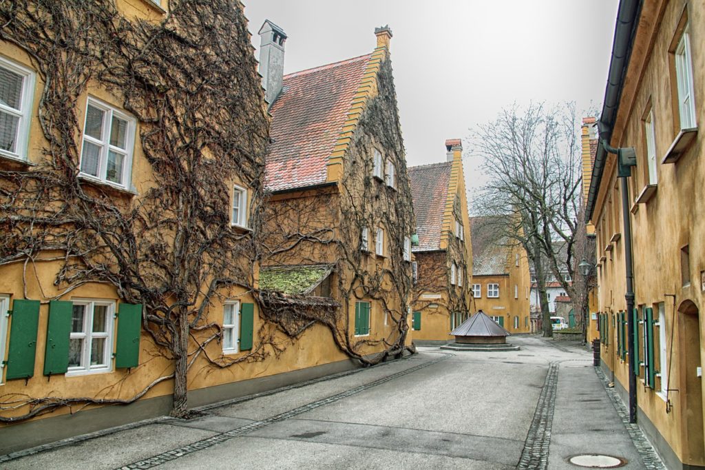 Residential street in Augsburg, Germany.