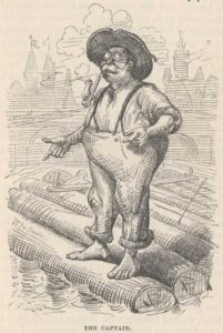 The raft captain from the original edition of A Tramp Abroad (public domain.)