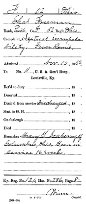 Muster roll card for one of the women Civil War soldiers.