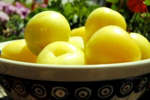 A bowl of greengages.
