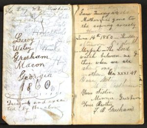A page from LeRoy Wiley Gresham's diary. Courtesy of Janet Elizabeth Croon.