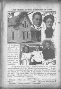 An article in The Day Book, Chicago, 14 June 1912, depicting five of the Villisca ax murder victims and the house.