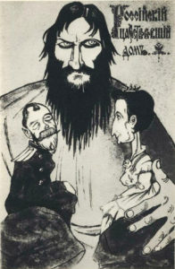 Caricature of Rasputin and the Imperial couple (1916).