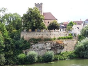 Lauffen's island castle, now serving as the city hall, was not the location of the murder. It was built a century after Regiswindis died.